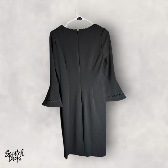 Calvin Klein Womens Black Dress Size 10 Long Sleeve 17x41 Elegant Fashion - Picture 2 of 3